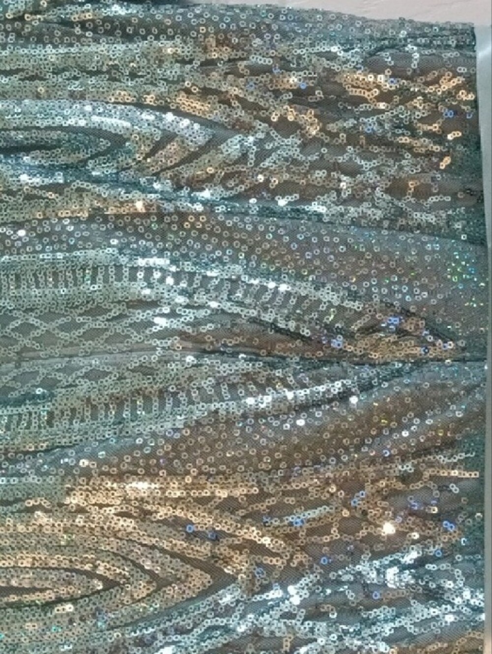 Sparkling Light Turqoise Beaded Evening Gown with Sash Size 12 - Picture 12 of 14